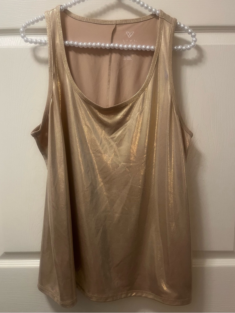 LIVI Active Metallic Gold Shimmer Tank Top WomensPlus 14/16 Sleeveless Athletic